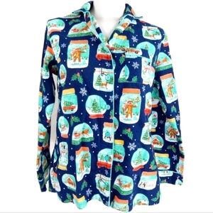 Nick & Nora Snowglobe Flannel Pajama Top